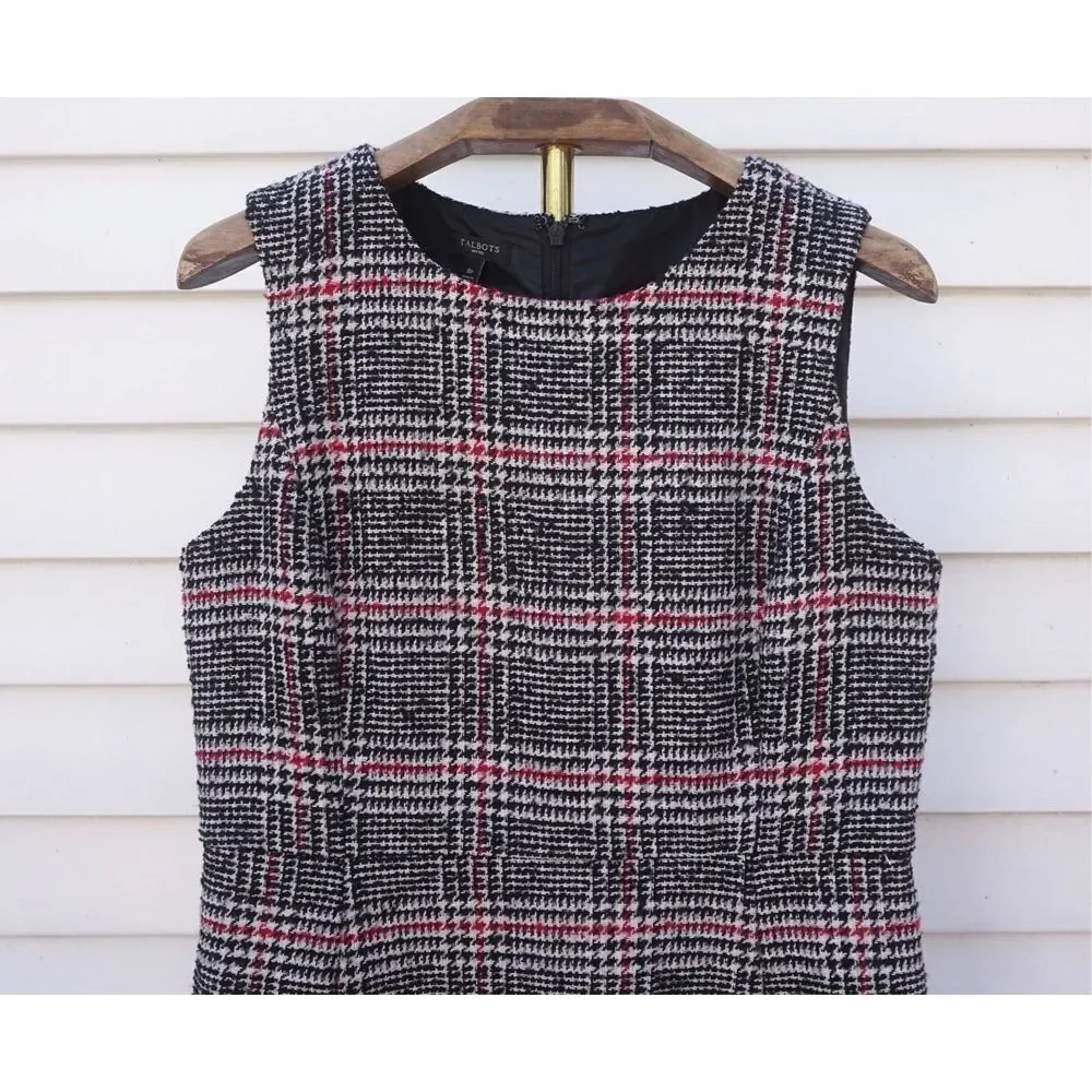 Talbots Houndstooth Wool Blend Sleeveless Shift Dress - Picture 3 of 7
